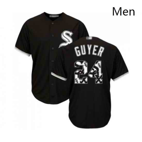 Mens Chicago White Sox 24 Brandon Guyer Authentic Black Team Logo Fashion Cool Base Baseball Jersey